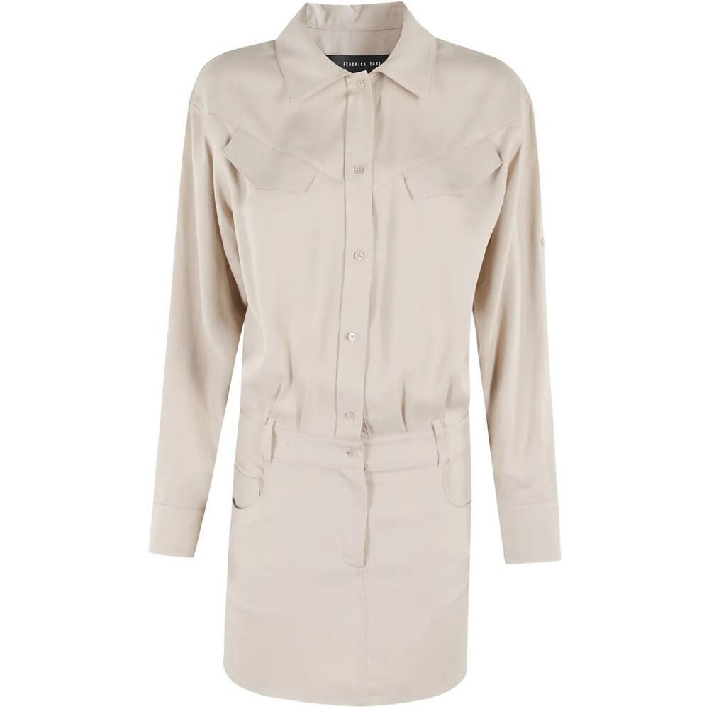 Federica Tosi Lyocell Tencel Mini Dress Safari Utility Shirt Sz 40 M/L Us 8